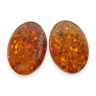 Baltic amber flat oval pair 14x10 mm no 193