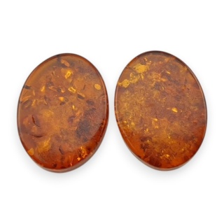 Baltic amber flat oval pair 16x12 mm no 201