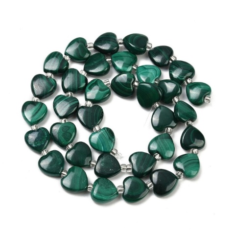 Malachit serce z dziurką 10x10 mm 2 szt.