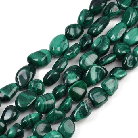 Malachit bryłka gładka 8-12 mm sznur