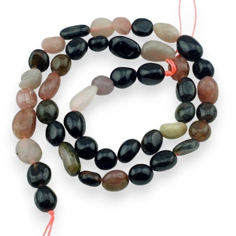 Multicolored tourmaline lump smooth 5-12 mm string