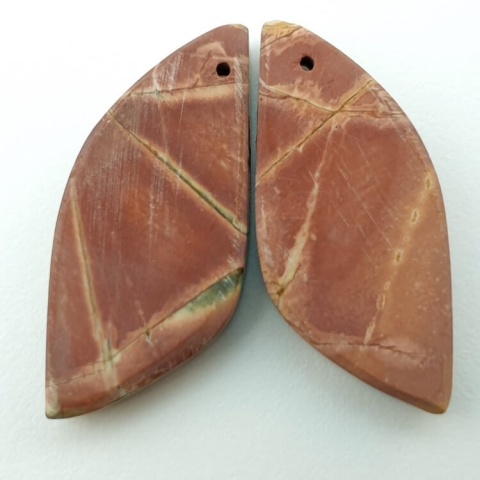 Cherry C jasperreek pair of cabochons with hole 33x13 mm no P347