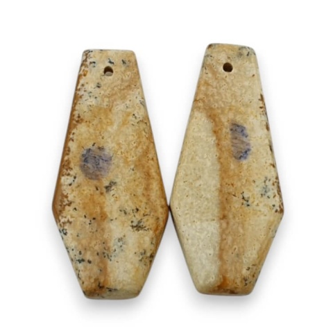 Jaspis krajobrazowy para kaboszonów z dziurką 274x12 mm nr P750