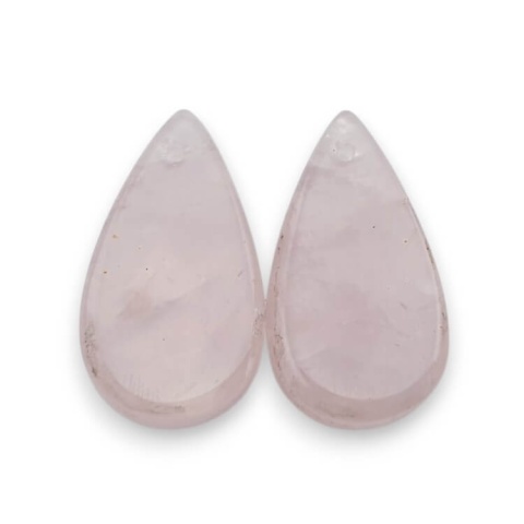 Kwarc różowy para kaboszonów z dziurką 27x15 mm nr P799