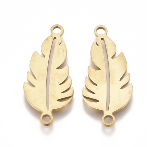 Leaf connector stainless steel 26x11 mm 1 pc gold color