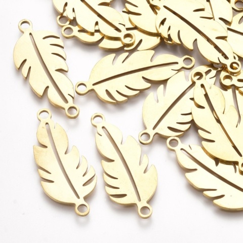 Leaf connector stainless steel 26x11 mm 1 pc gold color