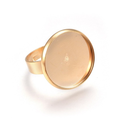 Ring cabochon base stainless steel 18 mm 1 pc. gold color IP coating