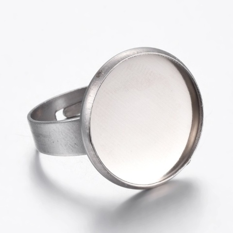 Ring cabochon base stainless steel 16 mm 1 pc.