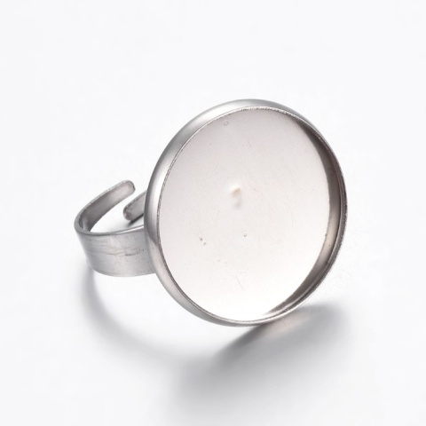 Ring cabochon base stainless steel 18 mm 1 pc.