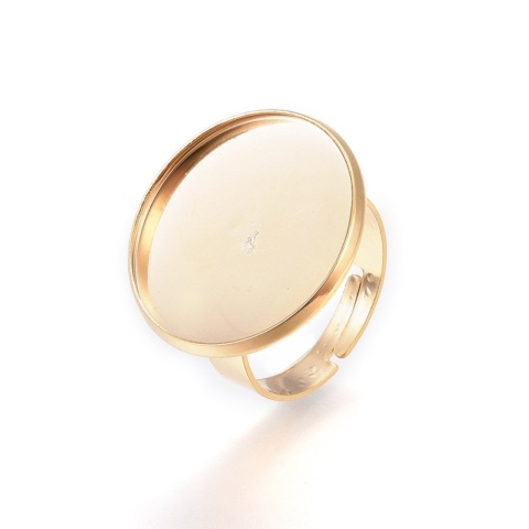Ring cabochon base stainless steel 20 mm 1 pc. gold color IP coating