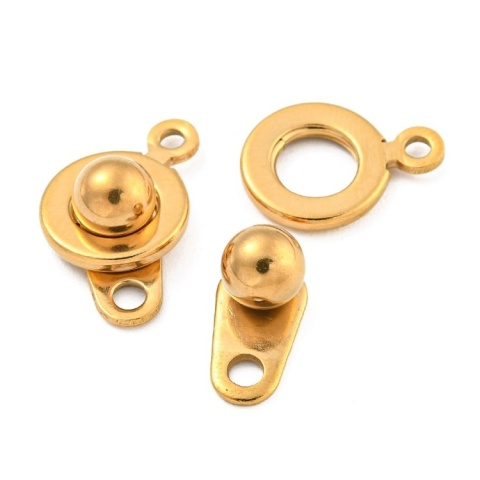 Stainless steel ball clasp 15x9 mm 1 pc gold color IP coating