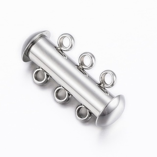 Slip clasp 3 eyelets stainless steel 20 mm 1 pc