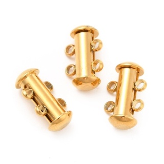 Slip clasp 2 eyelets stainless steel 14.5 mm 1 pc gold color IP coating