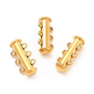 Slip clasp 3 eyelets stainless steel 20 mm 1 pc gold color IP coating