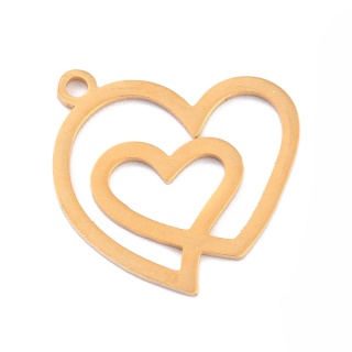 Zawieszka podwójne serce szlachetna 20x20 mm 1 szt kolor złoty powłoka IP