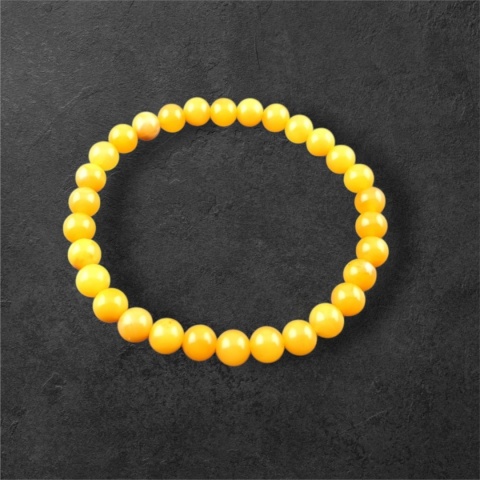 Milky Baltic Amber 6 mm bracelet 16.5 cm no. 18