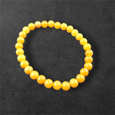 Milky Baltic Amber 6 mm bracelet 16.5 cm no. 18