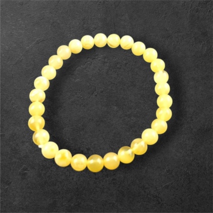 Milky Baltic Amber 6 mm bracelet 16.5 cm no. 21