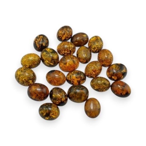Baltic amber cabochon 9.5-10x8 mm 1 pc green