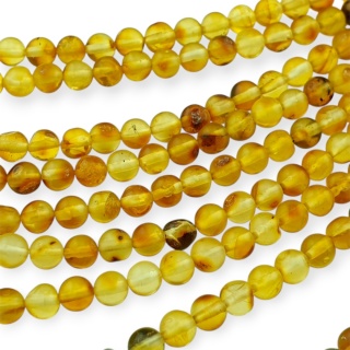 Bursztyn bałtycki koralik nieregularny około 5 mm sznur 19 cm