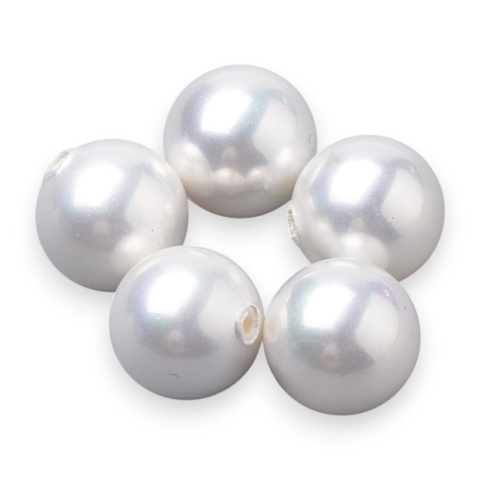 Seashell beads ball with half hole 6 mm 1 pc