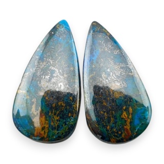 Shattuckite pair of cabochons 23x12 mm no S307