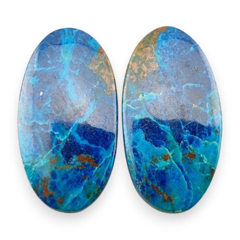 Shattuckite pair of cabochons 26x14 mm no S317