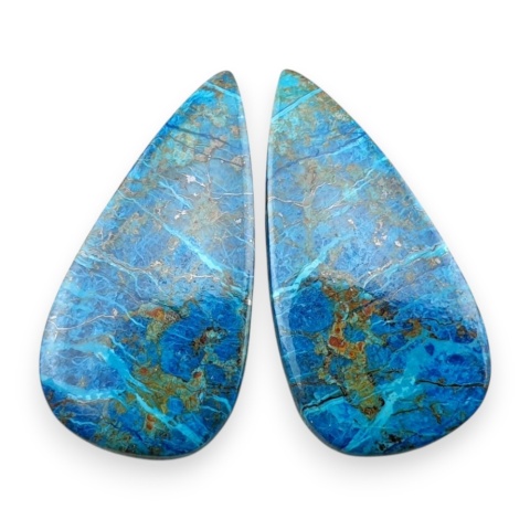 Shattuckite pair of cabochons 27x13 mm no S319