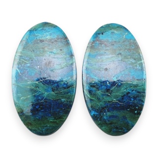Shattuckite pair of cabochons 27x15 mm no S293