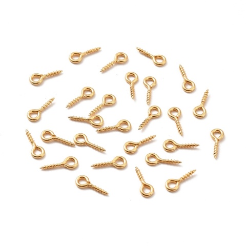 Haczyk z gwintem stal szlachetna 10x4 mm 10 szt pozłacany