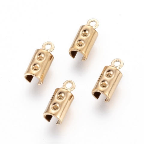Crimp terminals stainless steel 3 mm 4 pcs gold color IP coating
