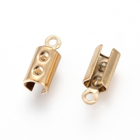 Crimp terminals stainless steel 3 mm 4 pcs gold color IP coating