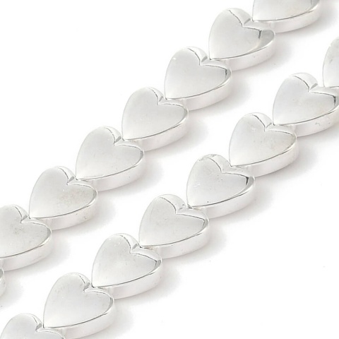 Platinum hematite heart 8 mm 4 pcs