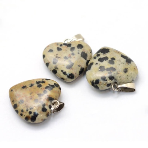 Dalmatian jasper heart pendant 18-20 mm 1 pc