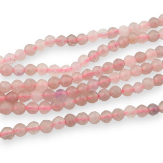 Kwarc różowy kula fasetowana 2,5 mm sznur