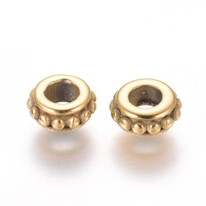 Decorative spacer stainless steel 3.5x3 mm 1 pc gold color IP coating