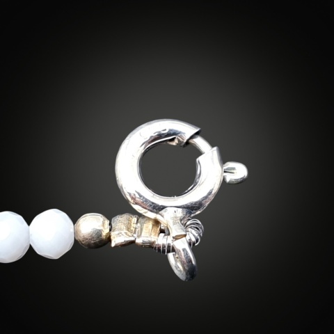 Agate blue lace faceted 2.8 mm silver necklace 1 pc.