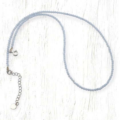 Agat blue lace fasetowany 2,8 mm naszyjnik srebro 925 1 szt.