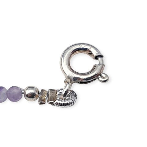 Ametyst fasetowany 2 mm naszyjnik srebro 925 1 szt.