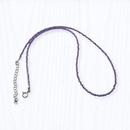 Amethyst faceted 2 mm silver necklace 1 pc.