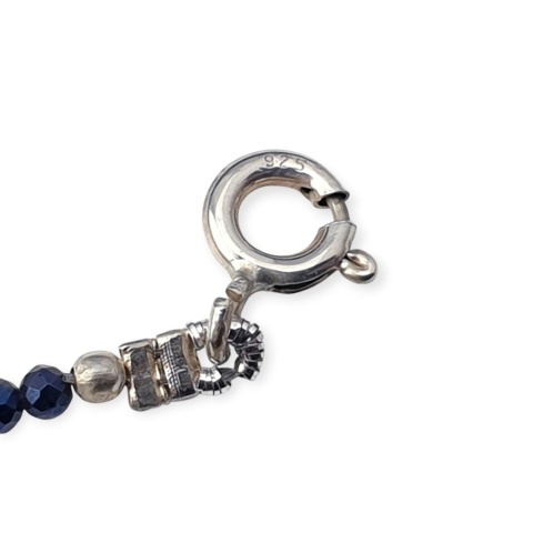 Multicolored hematite faceted 2 mm silver necklace