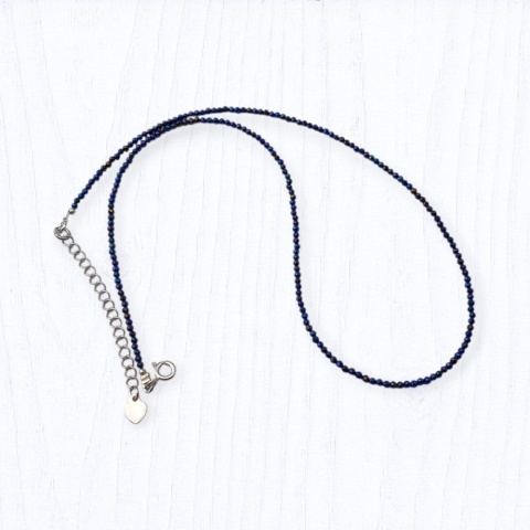 Multicolored hematite faceted 2 mm silver necklace