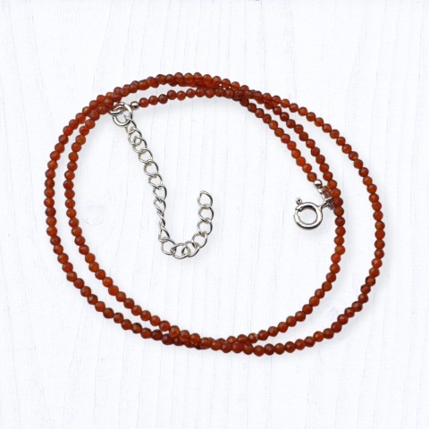 Carnelian faceted 2 mm silver necklace 1 pc.