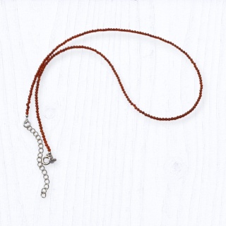 Carnelian faceted 2 mm silver necklace 1 pc.