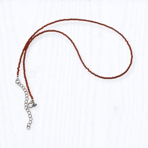 Carnelian faceted 2 mm silver necklace 1 pc.