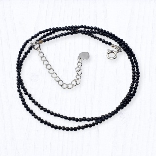Onyx faceted 2 mm silver necklace 1 pc.