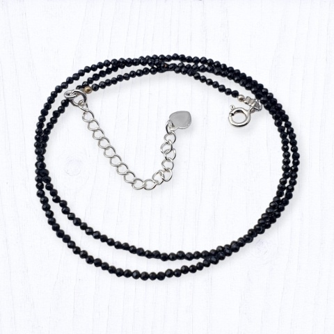 Onyks fasetowany 2 mm naszyjnik srebro 925 1 szt.