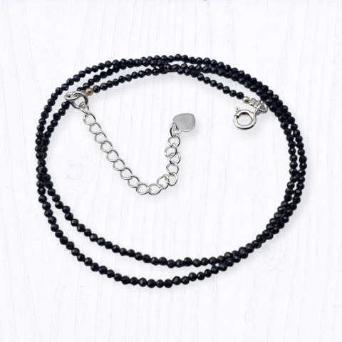 Onyks fasetowany 2 mm naszyjnik srebro 925 1 szt.