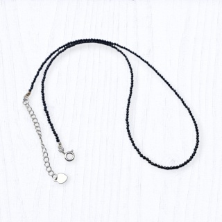 Onyx faceted 2 mm silver necklace 1 pc.