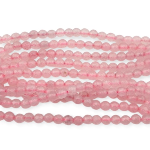 Kwarc różowy kula fasetowana 4 mm 30 szt